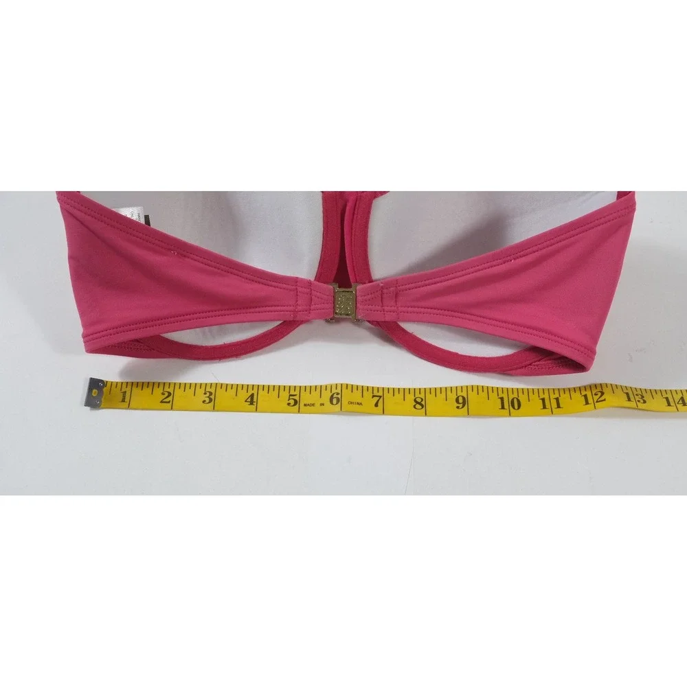 Tommy Bahama Bikini Top Womens 34D Pink‎ Bandeau Ruched Underwire Solid